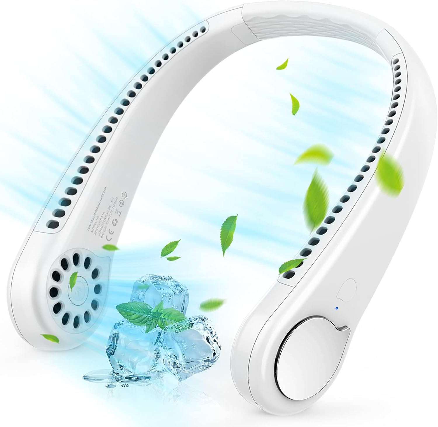 Portable Neck Fan, Wearable Personal Fan, Leafless, Rechargeable, Headphone Design, USB Powered Desk Fan,3 Speeds (White): Kitchen & Dining