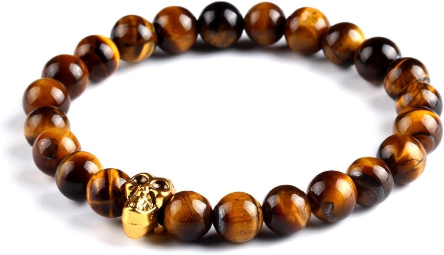 Natural Stone Skull Bracelets Bangles Beads Buddha Charm Bracelet For Women Bracciali Pulseras Men Jewelry (SKBR223)