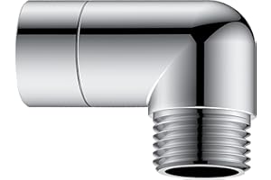 JASYA 90 Degree Elbow Shower Head Adapter All Metal Handheld Shower Head Elbow Adapter Shower Arm Angle Adapter Shower Arm Extension Showeradapter For Shower Head Extension Pipe (90°, Chrome)