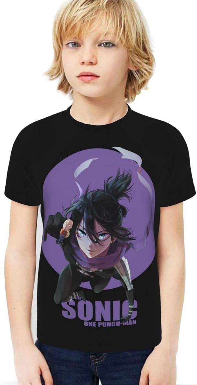 FXNOW Boy s Funny T Shirt ONE Punch Man Speed Sonic Short Sleeve Top 