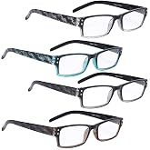 LUR READING GLASSES 4 pack Include Sunshine Readers for Women and Men