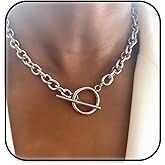 ZMANYIJEW 14K Plated Paperclip Chunky Necklace OT Clasp Stackable Chain Toggle Clasp Necklace for Women Jewelry