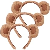 Beaupretty 3pcs Bear Ears Headband Halloween Animal Cosplay Headwear Party Prop Favors for Women Girls Brown