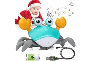 HLXY Crawling Crab Toys for Babies Tummy Time Toy with Music and Light Dancing Walking Moving Toy Infant Baby Toys 3-6 Months to 6-12 Months Boys Girls Toddler