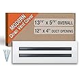 FA-STAR Clean Modern AC Vent Cover 12 x 4 (Duct Opening Cutout) - Decorative White Air Vent - Standard Linear Slot Diffuser - Register Grille for Ceiling, Walls & Floors - All Aluminium