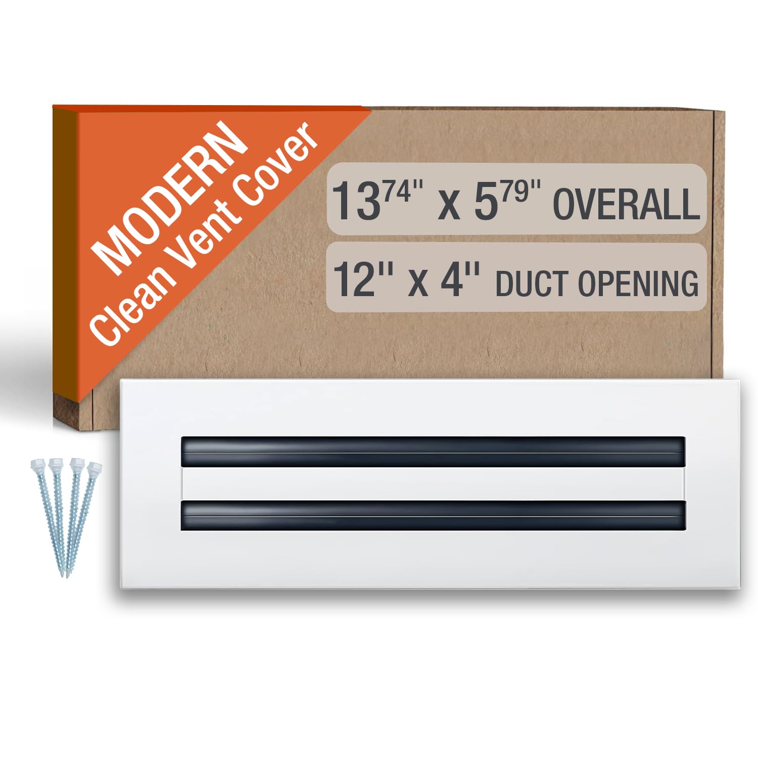 Photo 1 of FA-STAR Clean Modern AC Vent Cover 12 x 4 (Duct Opening Cutout) - Decorative White Air Vent - Standard Linear Slot Diffuser - Register Grille for Ceiling, Walls & Floors - All Aluminium