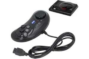 9 Pin Game Controller, 16 Bit Classic Appearance Ergonomic Gamepad with Turboboost Function, Lightweight Plug and Play Gamepa