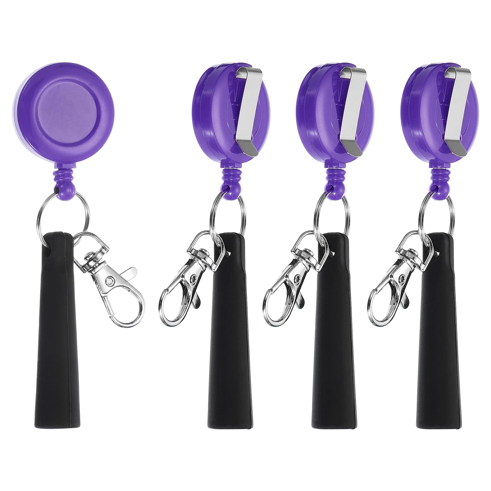 PATIKIL Retractable Pen Holder, 4 Pack Pull Pen Pencil Holder Elastic Silicone Grip Pencil Holder for Woodwork Bricklayer Markers and Carpenter Pencils, Purple