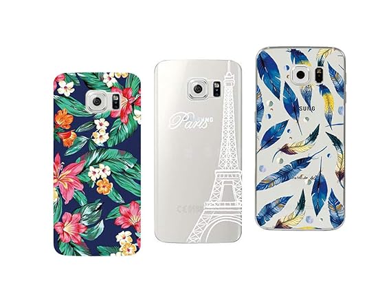 NOVAGO Schutzhülle kompatibel Samsung S6 Edge Plus (S6 Edge +) Phantasie Muster [3 Packung](Pack#7)