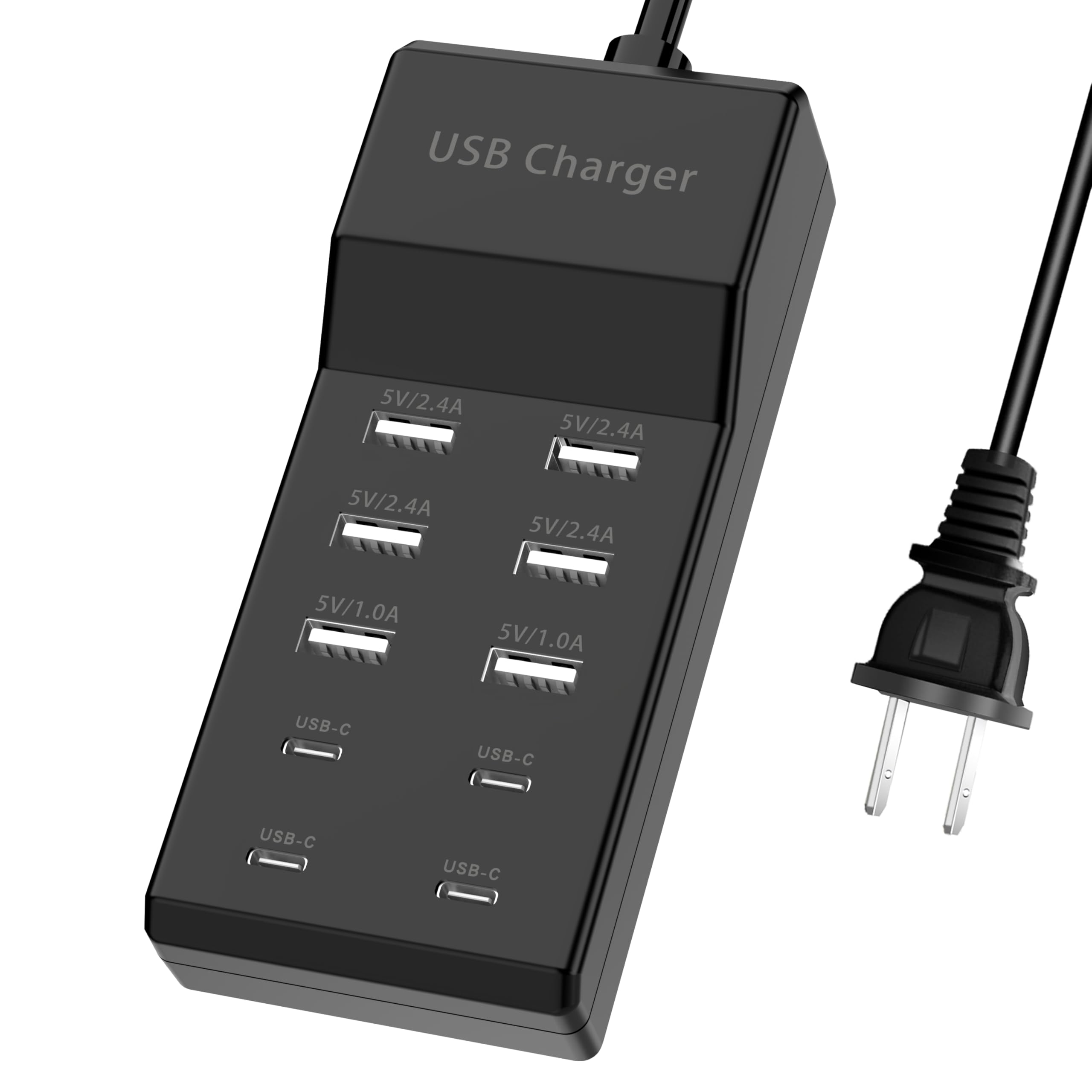 Photo 1 of USB Charger, Charging Station with 10-Port for Phones, Watch,Tablets, Smartphones (Black, 6 USB-A & 4 USB-C)