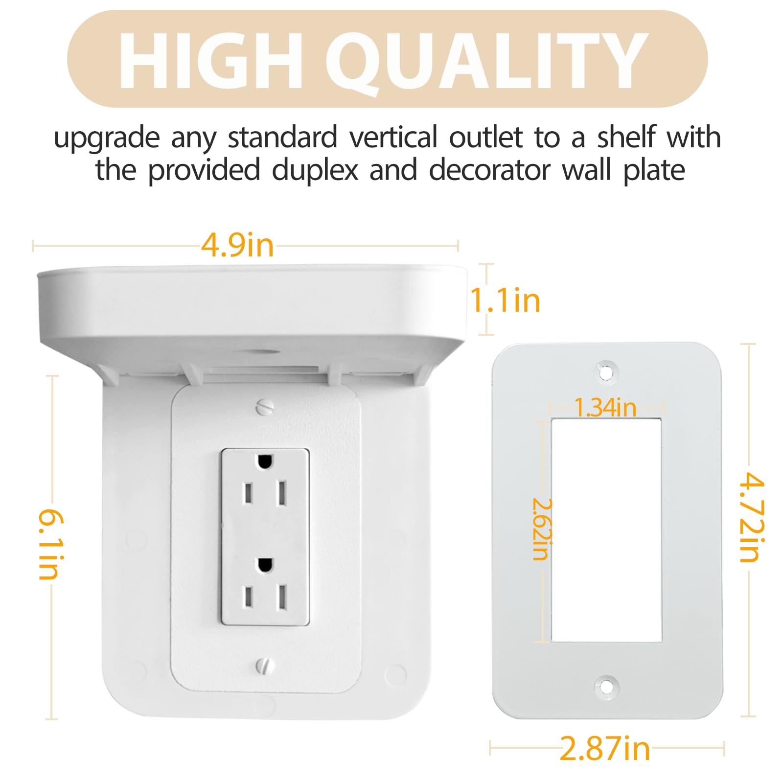 Outlet Shelf Holder Fit for Decorator Receptacle, Bathroom Decor Built-in Cable Management,Space Saving Homepod Mini,Google Home/Echo/Smart Speakers/Electric Toothbrush/Cell Phone (Decora)