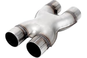 A-KARCK Exhaust X Pipe Dual 2.5" Inlet, 12" Long Dual 2.5" Outlet Stainless Steel X Pipe for Smoother Exhaust (Wide-edge)