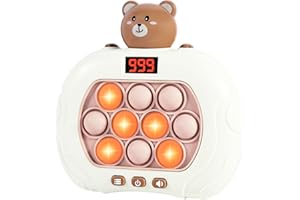 Infowush Handheld Game for Kids 6-8, Pop Fidget Game Toys, Quick Push Game, Bubble Stress Pop Light Up Game, Mini Games Sensory Toys , Xmas Birthday Gifts for Boys Girls Teens Bear