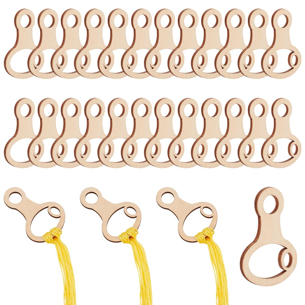 PH PandaHall 30pcs Wood Embroidery Floss Drop Thread Organizers Slim Floss Bobbins Gourd Shape Cross Stitch Thread Bobbins Floss Organizers for DIY Craft Cross Stitch Sewing Thread Storage