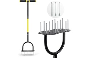 Jardineer Lawn Aerator Spike Tool, Updated 36" Metal Grass Aerator with Longer Spikes, Pre-Assembled Manual Yard Aerator for Lawn Aeration, Soil Aerating