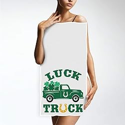 Clover Truck Hand Towels 16x30 in Green Shamrock