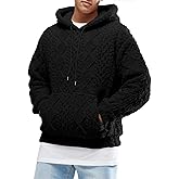 Runcati Mens Fuzzy Sherpa Hoodie Pullover Sweatshirts Long Sleeve Front Pocket Fall Winter Hooded Textured Outwear