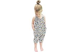 Lindanina Baby Backless Strap Slouch Jumpsuit for Toddler Girls Cute Harem Halter Romper Pants with Pockets