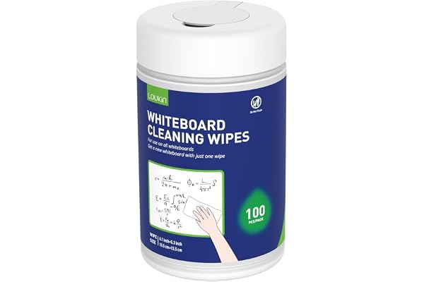 loukin Whiteboard Cleaning Wipes, Dry Erase Board Cleaning Wipes, Non-Toxic Whiteboard Wipes, 100 Wipes per Canister