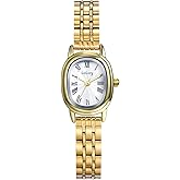 JEWELRYWE Women's Oval Watch: Roman Numerals Dial Stainless Steel Strap Small Dainty Watches Analog Quartz Wristwatch Gold for Valentine's Day