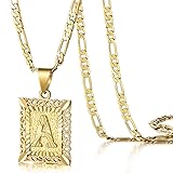 KissYan Initial Letter Pendant Necklace for Men