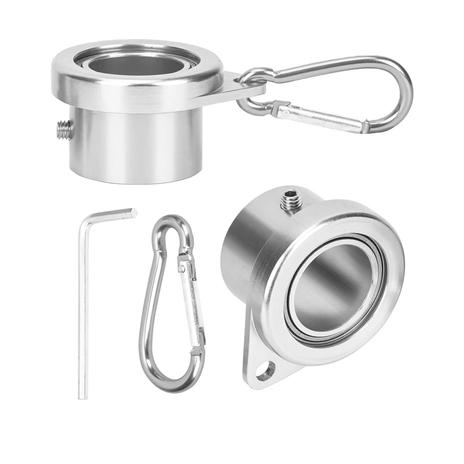 Photo 1 of Bubblythe Aluminum Flag Pole Rings, Tangle Free Flagpole Rings with Bearing Design, 360° Rotating Flag Rings for 1.25 Inch Diameter Flagpoles, 2 Pack Flag Pole Rings and Hooks(2 PCS, 1.25", Silver)