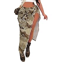 Amazon.com: Denim Maxi Skirt Women Camo Skirt High Split
