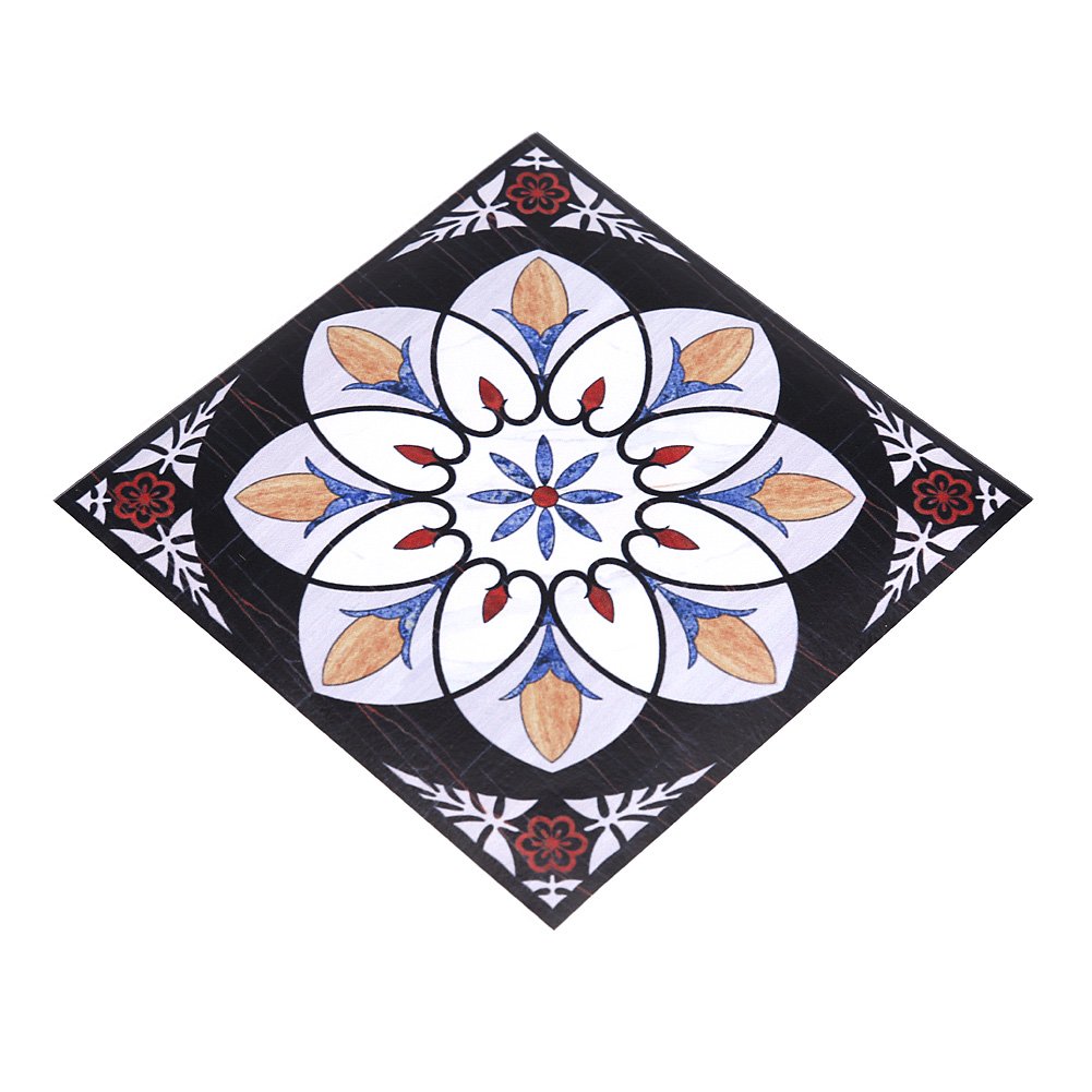 Yosoo Pack of 10 Self-Adhesive Square Tiles PVC Diagonal Floor Wall Stickers Vintage Bathroom 3D Home Kitchen Decor 12 cm x 12 cm (#05)