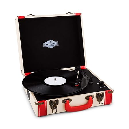 auna Jerry Lee • Retro Plattenspieler • Schallplattenspieler • Riemenantrieb • Stereo-Lautsprecher • USB-Anschluss zum Digita