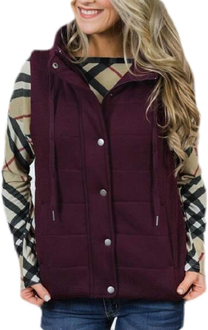 Abeaicoc Womens Quilted Zipper Puffer Vest Stand Collar Gilet Winter
