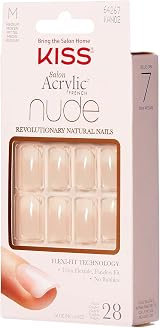 KISS Salon Acrylic Nude Graceful Medium Length Nails Set 28 Nails Glue File view 6