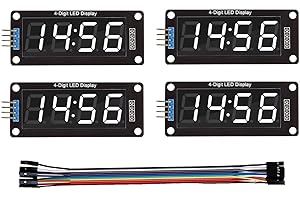 HiEmbedLogic Four Digit 0.56" Digital Display LED Seven Segments Double Dots Module Inbuilt TM1637 Serial Driver Board (White Color - 4 pcs)