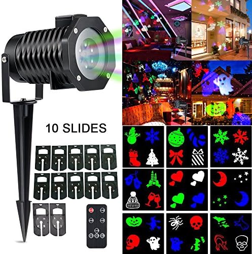 Snowflake Led Spotlight Landscape Projector, Christmas Light, 12 PCS Switchable Lens Rotating Outdoor Projection Lights for Valentine's Day, Holiday,Wedding, Party,New Year [Newest Version] …