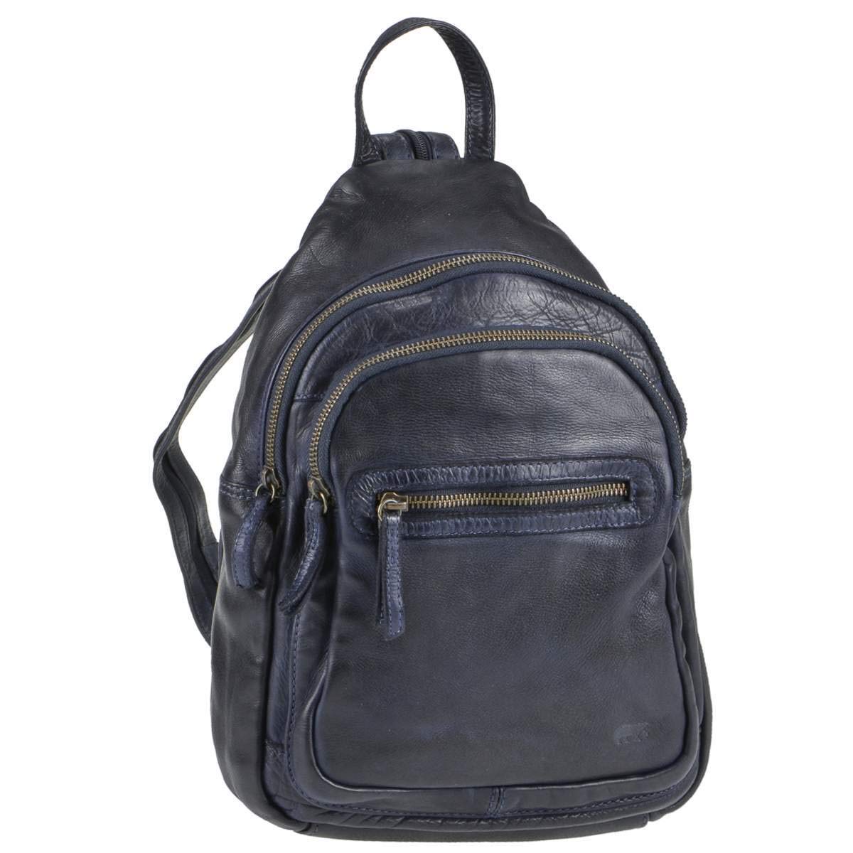 Bear Design Women's Rucksack Leather City Rucksack Cow Lavatao Blue