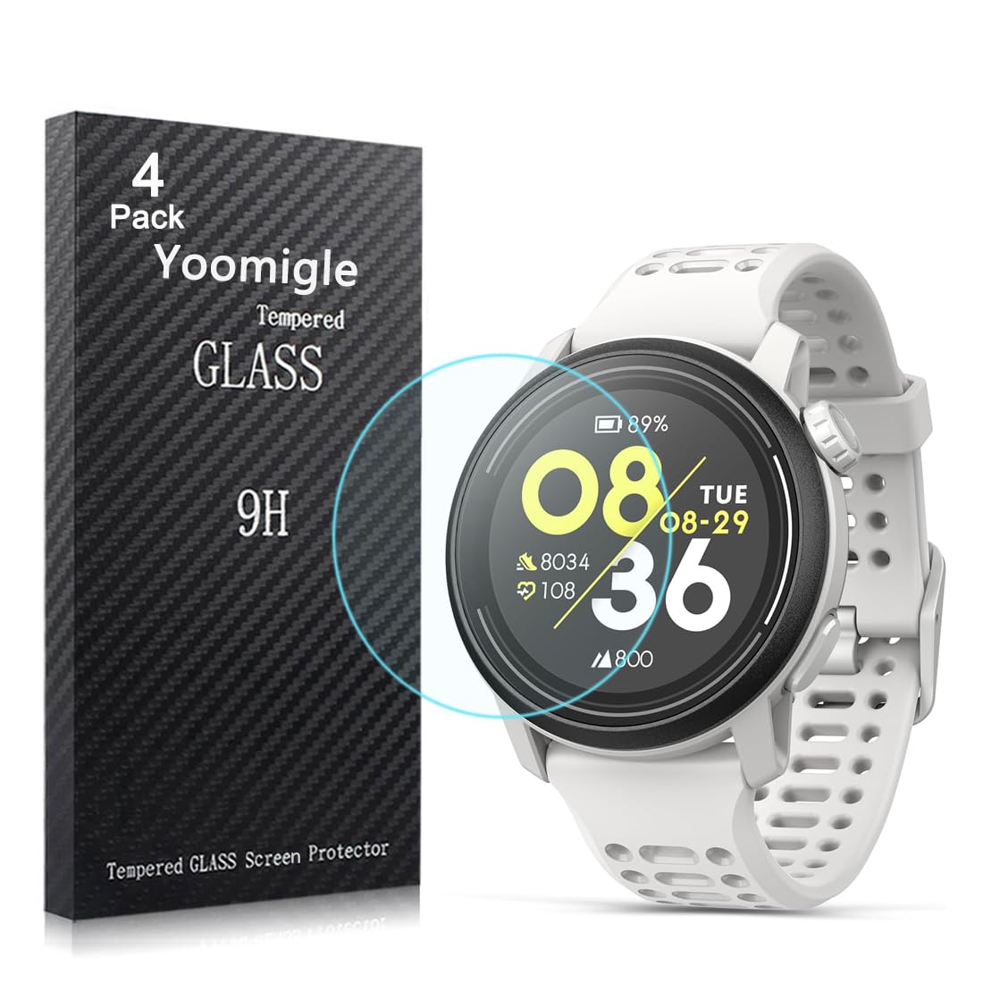 Yoomigle 4 Pack Compatible with COROS PACE 3 Screen Protector Tempered Glass for COROS PACE3 Smartwatch Screen Protectors Cover Foils Glass Anti-Scratch Anti-Fingerprint No Bubble