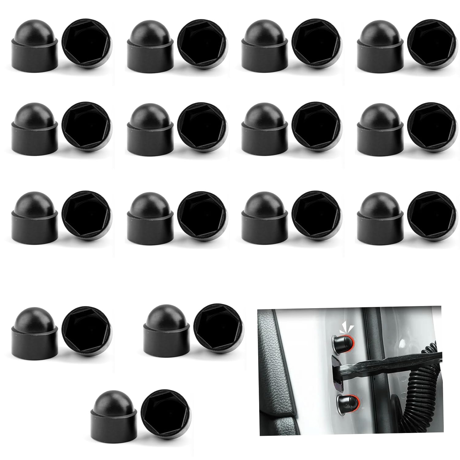 30 PCS Hex Nut Cover,M10 Black Plastic Nut Dome Cover,Black Plastic Nut and Bolt,Hex Bolt Nut Protection Caps,Nut and Bolt Protective Caps Cover Hexagonal (M10 × 16mm)