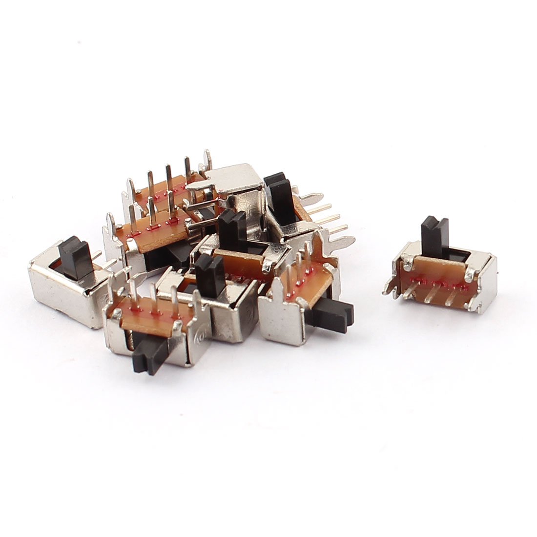 Sourcingmap 10 Pcs ON/Off 2 Position 3 Poles SPDT Right Angle Panel PCB Slide Switch