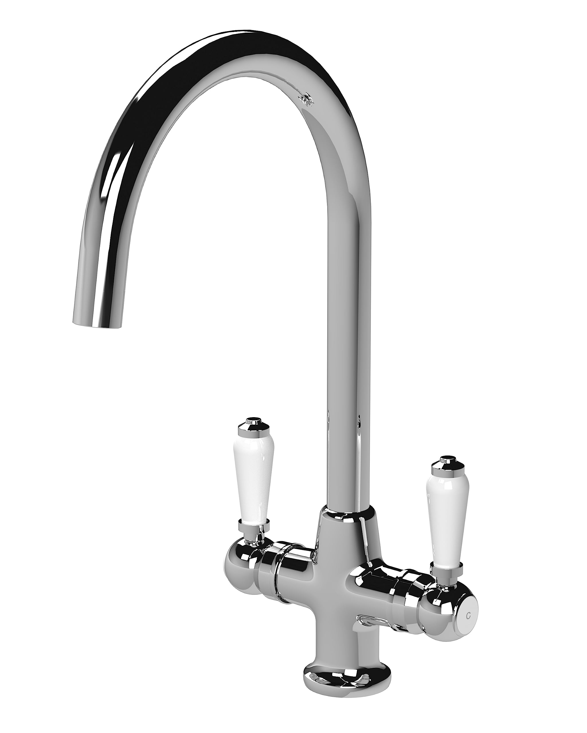 Nuie KB304 ǀ Traditional Kitchen Cruciform Sink Mixer Tap with Lever Handles, 350mm x 45mm, Chrome — image 1