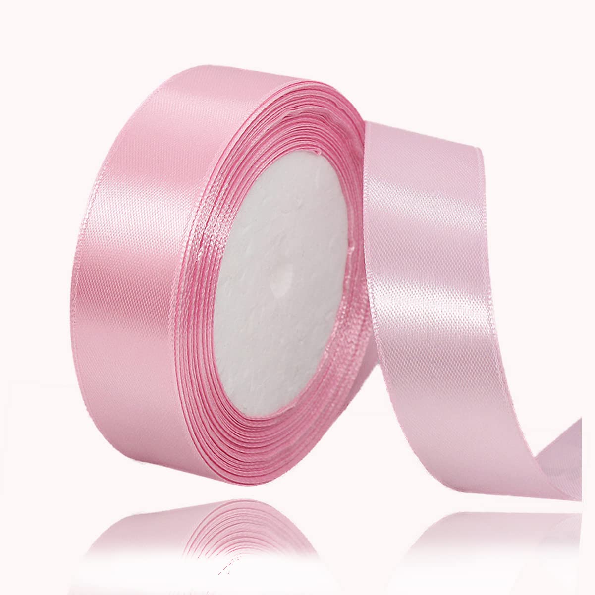 Pink Ribbon for Crafting, 25mm x 23 Meters Present Satin Ribbon for Gift Wrapping, Cake Decoration, Bows Making, Floral Arrangement, DIY Sewing Projects, Bridal Bouquet and Festival Decoration