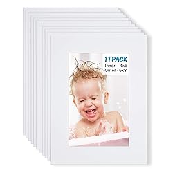 Egofine 6x8 White Picture Mats Pack of 11, Frame