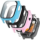 Msvueioe [4-Pack] Case with Tempered Glass Screen Protector Compatible with Cosmo Jr Track 5 Kids Smart Watch, Bumper Full Coverage Protective Hard PC Cases Face Cover for JrTrack 5
