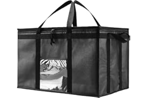 Insulated Food Delivery Bag (3XL) Grocery Cooler Bag, Thermal Pizza Delivery & Catering Tote, Heavy Duty & Foldable Food Carr