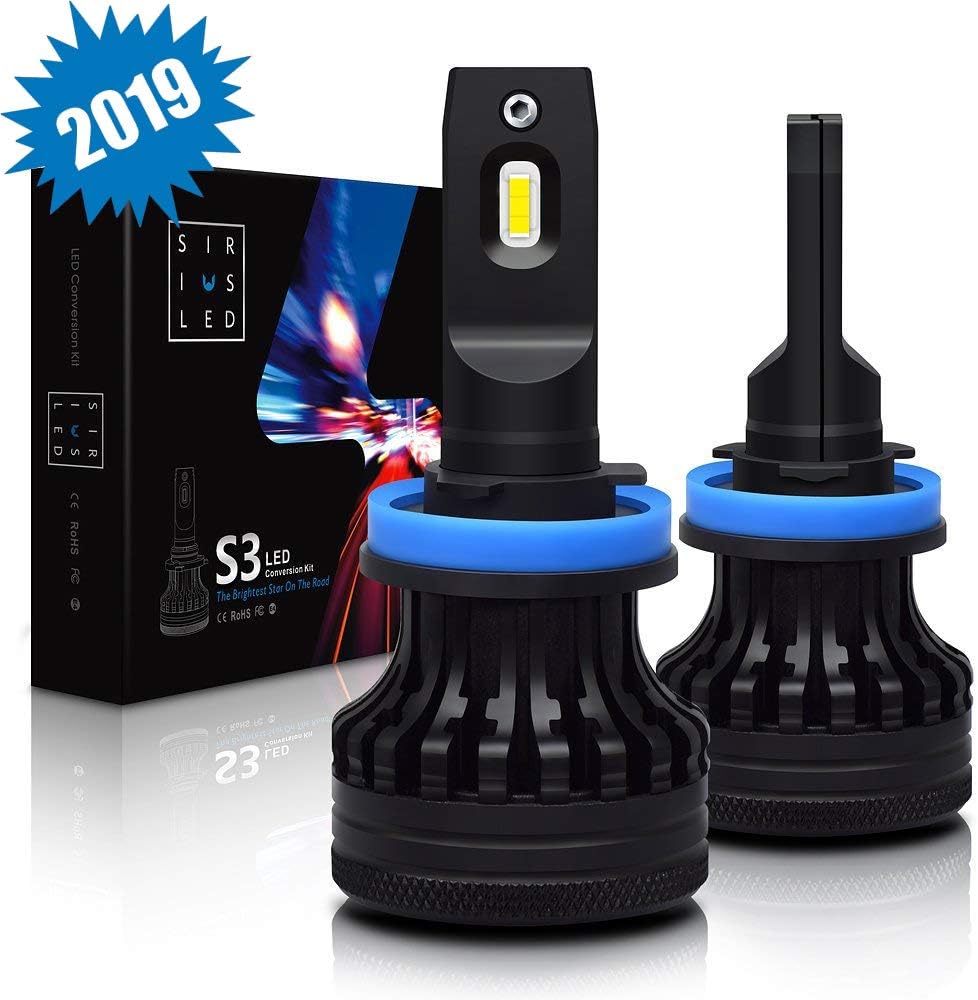 SIRIUSLED 2019 S3 Upgrade Version 10000 Lumen Auto Car LED Headlight Replacement Bulb H11 Pure White 6000K Set of 2