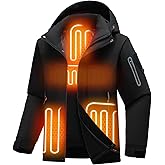 Jsslaik Men's Heated Jacket Waterproof with USB-A 4-Temp Control Lightweight for Skiing Hiking