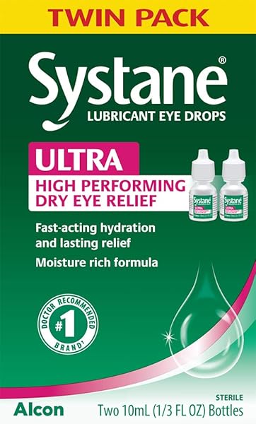 SYSTANE ULTRA LUBRICANT EYE DROPS, ARTIFICIAL TEARS FOR DRY EYE, TWIN PACK, 10-ML EACH