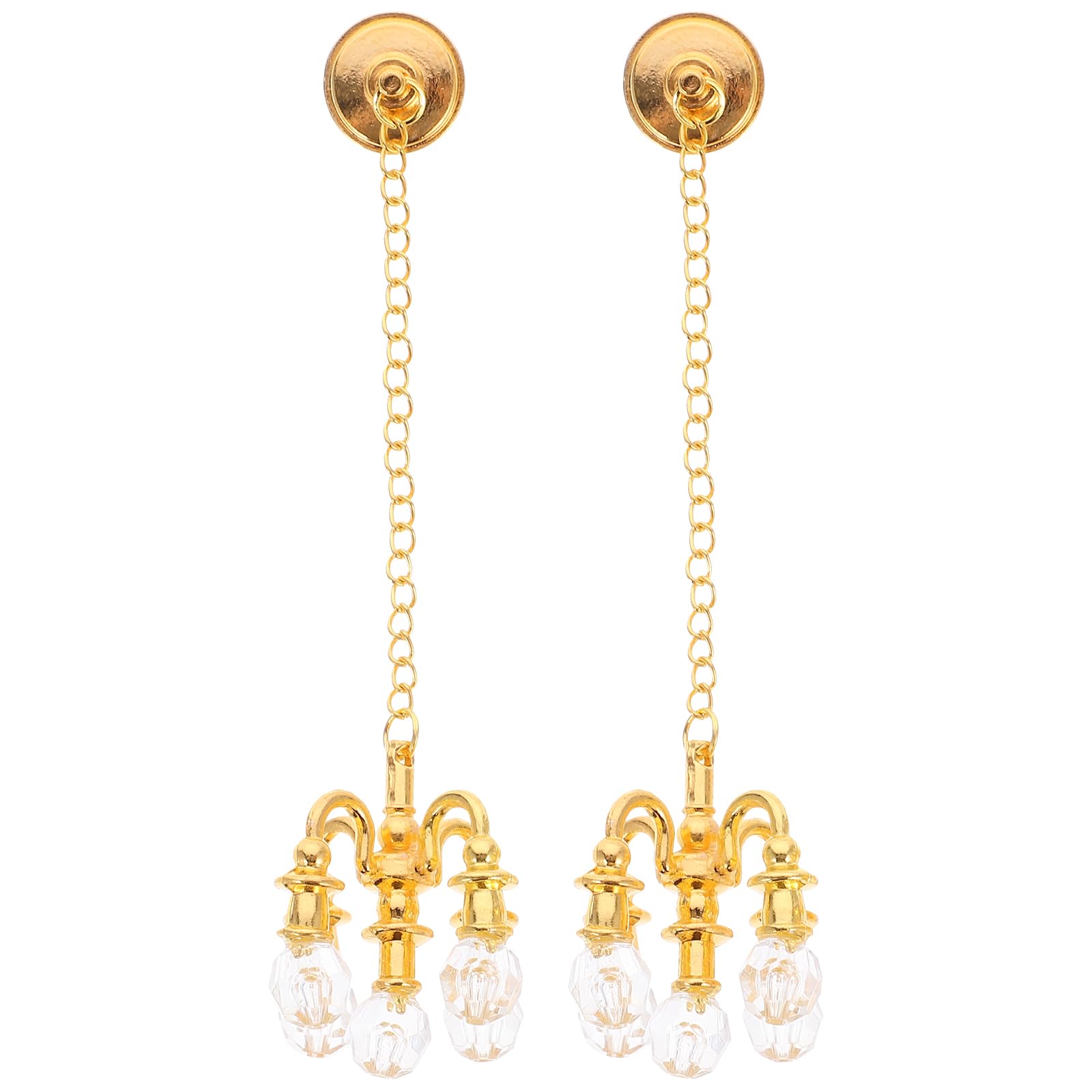 TOYANDONA 2pcs Dollhouse Ceiling Light 1:12 Dollhouse Chandelier Miniature Lamp Mini Hanging Light Miniature Chandelier Mini Ceiling Lamp for DIY Dollhouse Furniture Accessories Gold