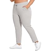COOTRY Women's Plus Size Pants 7/8 Stretch Sweatpants Golf Athletic Travel Work Casual Joggers with Deep Pockets