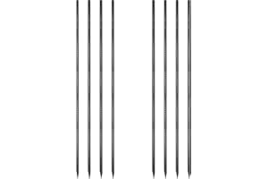 VVOKGO 48 Inches 8Pcs Steel Rebar Stakes with Chisel Point End, Heavy Duty Straight Landscpe Timber Spikes Metal Garden Camping Plant Support Garden Stakes Anti Rust Black