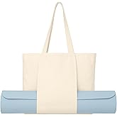 Jacob Bicerri Large Canvas Yoga Tote Bag with Yoga Mats Bags Carrier Dark Gray Eco Friendly Cotton Shoulder Bag for Pilates, Gym, Beach, Groceries & Travel YG07