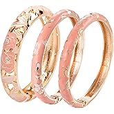 UJOY Womens Multi-Colors Cloisonne Bracelet Plated Flower Hollowed Enameled Hinged Cuff Bangles Jewelry Gift 88A10